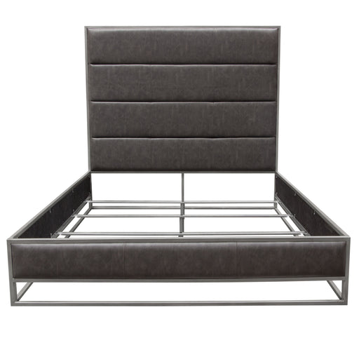 Empire Queen Bed in Weathered Grey PU with Hand brushed Silver Metal Frame by Diamond Sofa image