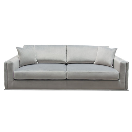 Envy Sofa in Platinum Grey Velvet with Tufted Outside Detail and Silver Metal Trim by Diamond Sofa image