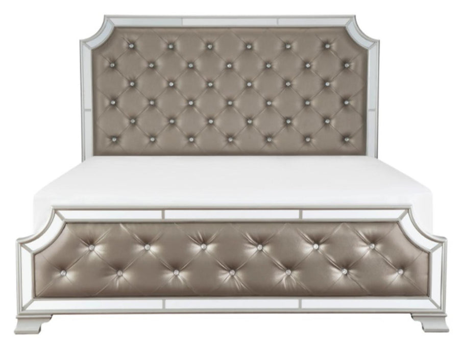Homelegance Avondale Queen Upholstered Panel Bed in Silver 1646-1* image