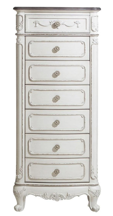 Homelegance Cinderella 7 Drawer Tall Chest Antique White with Grey Rub-Through 1386NW-12 image