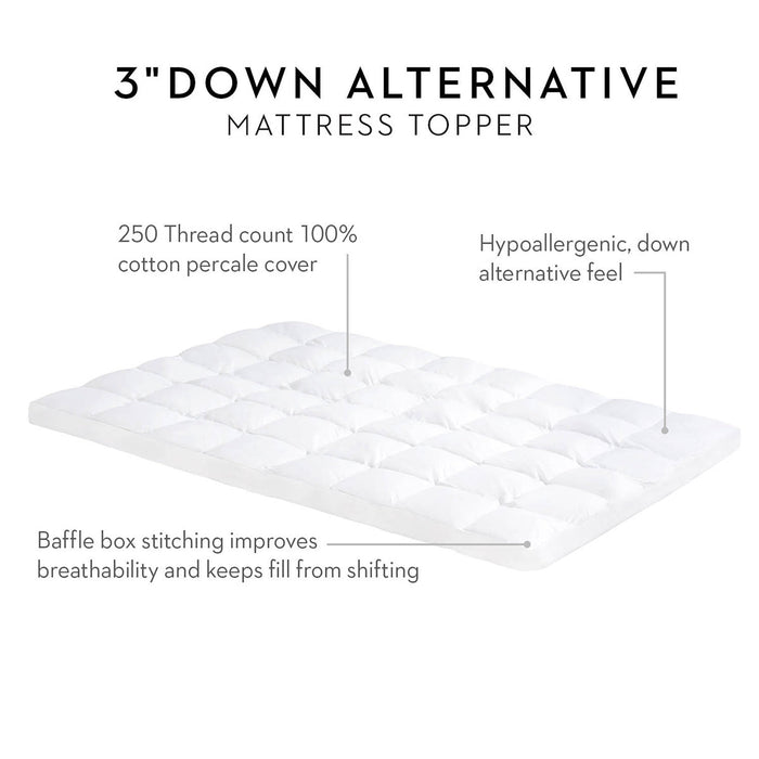 Malouf 3" Down Alternative Mattress Topper - LasVegasFurnitureOnline.com