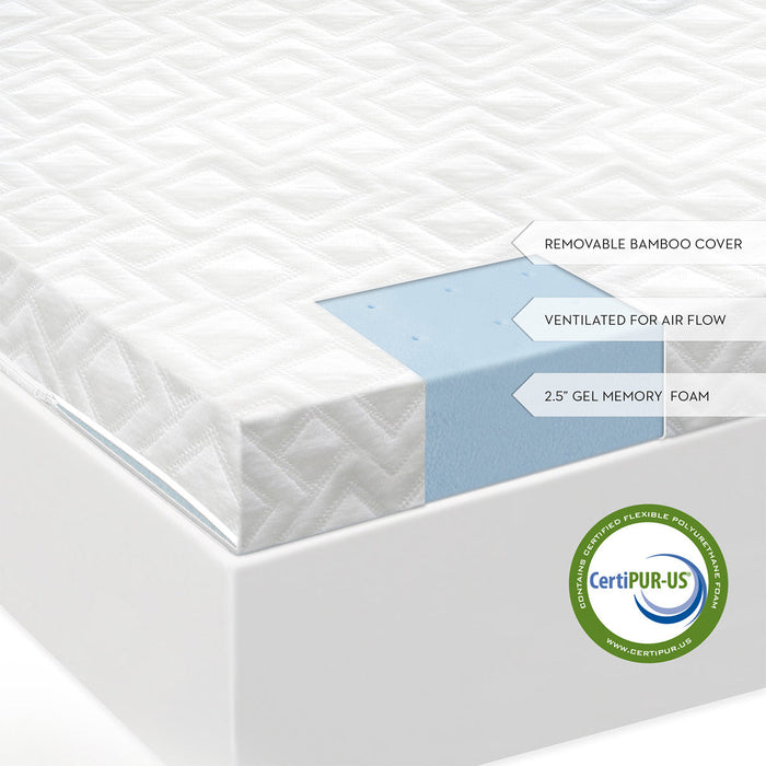 Malouf  2.5" Gel Memory Foam Mattress Topper