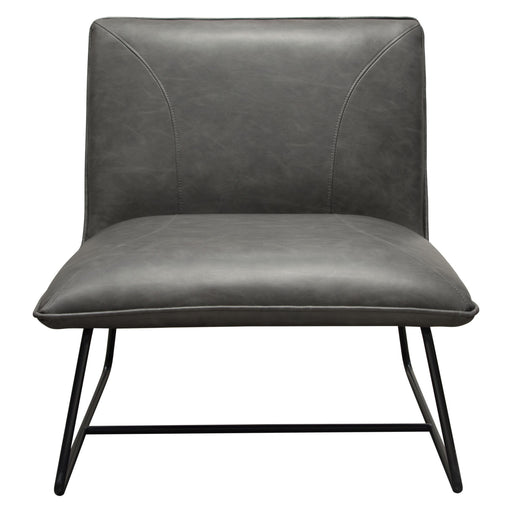 Jordan Armless Accent Chair in Weathered Grey Leatherette with Black Metal Base by Diamond Sofa image