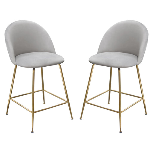 Lilly Set of (2) Counter Height Chairs in Grey Velvet w/ Brushed Gold Metal Legs by Diamond Sofa image