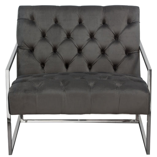 Luxe Accent Chair in Dusk Grey Tufted Velvet Fabric with Polished Stainless Steel Frame by Diamond Sofa image