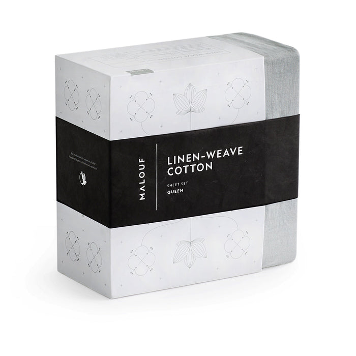Malouf Linen-Weave Cotton Sheet Set - LasVegasFurnitureOnline.com