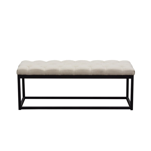 Mateo Black Powder Coat Metal Small Linen Tufted Bench by Diamond Sofa - Desert Sand Linen image