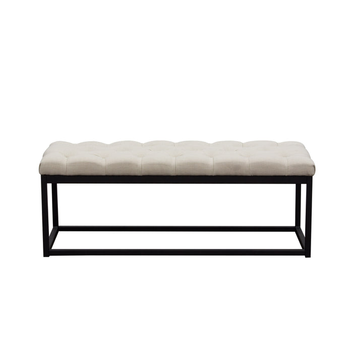 Mateo Black Powder Coat Metal Small Linen Tufted Bench by Diamond Sofa - Desert Sand Linen image