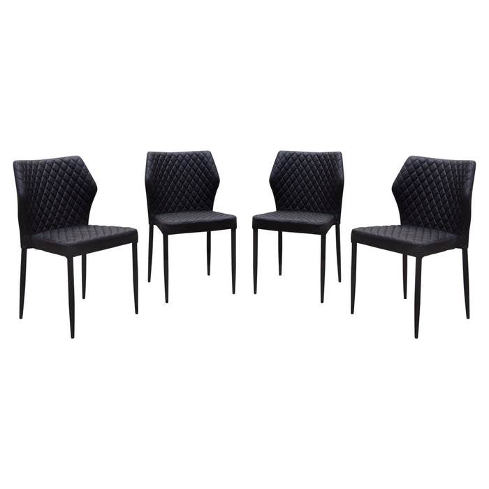Milo 4-Pack Dining Chairs in Black Diamond Tufted Leatherette with Black Powder Coat Legs by Diamond Sofa image