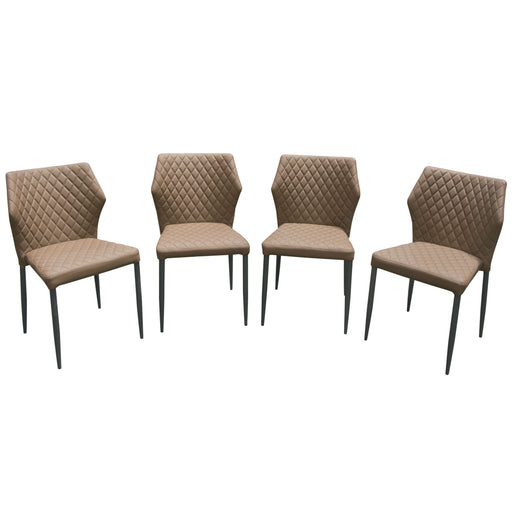 Milo 4-Pack Dining Chairs in Coffee Diamond Tufted Leatherette with Black Powder Coat Legs by Diamond Sofa image