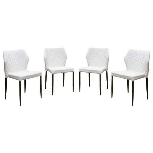 Milo 4-Pack Dining Chairs in White Diamond Tufted Leatherette with Black Powder Coat Legs by Diamond Sofa image