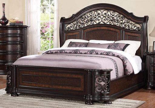 McFerran Home Furnishing Allison Eastern King Panel Bed in Dark Brown image