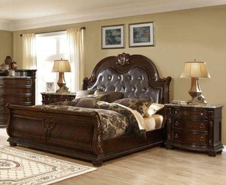 McFerran Home Furnishing B9505 California King Sleigh Bed in Amber image
