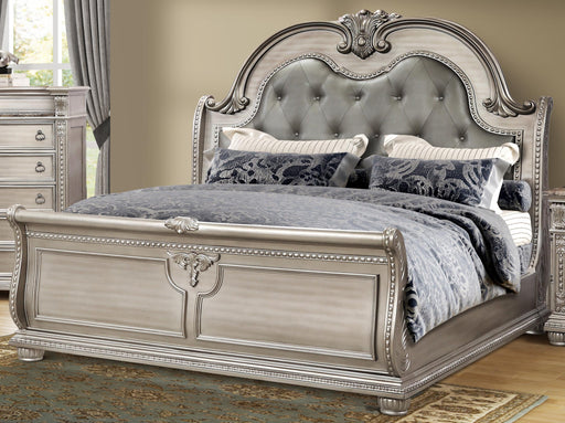 McFerran Home Furnishing B9506 Queen Sleigh Bed in Platinum image