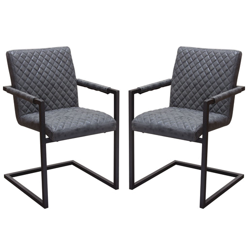 Nolan 2-Pack Dining Chairs in Charcoal Diamond Tufted Leatherette on Charcoal Powder Coat Frame by Diamond Sofa image
