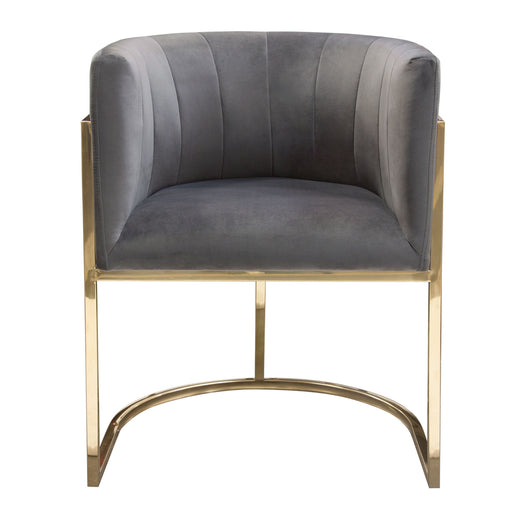 Pandora Dining Chair in Grey Velvet with Polished Gold Frame by Diamond Sofa image