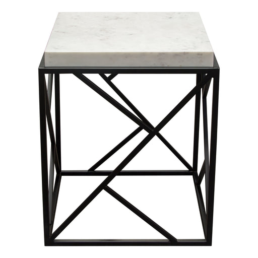 Plymouth Square Accent Table w/ Genuine Grey Marble Top & Black Metal Base by Diamond Sofa image