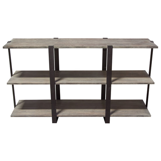 Sherman 59" 3-Tiered Shelf Unit in Grey Oak Finish with Iron Supports by Diamond Sofa image