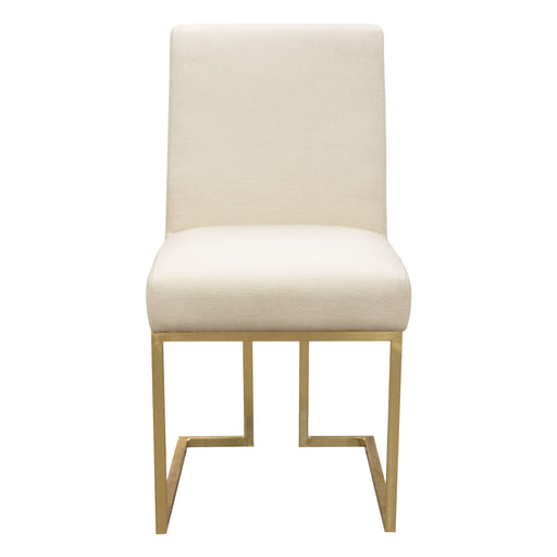 Set of (2) Skyline Dining Chairs in Cream Fabric w/ Polished Gold Metal Frame by Diamond Sofa image