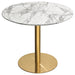 Stella 36" Round Dining Table w/ Faux Marble Top and Brushed Gold Metal Base by Diamond Sofa image