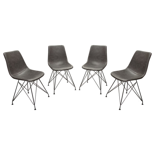 Theo Set of (4) Dining Chairs in Weathered Grey Leatherette w/ Black Metal Base by Diamond Sofa image