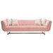 Venus Sofa in Blush Pink Velvet w/ Contrasting Pillows & Gold Finished Metal Base by Diamond Sofa image
